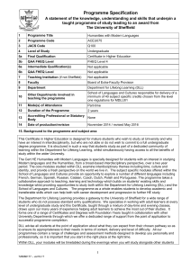 Humanities with Modern Languages ACEU075 Q100 Undergraduate