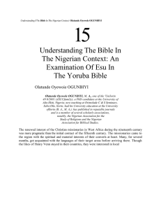 15 Understanding The Bible In The Nigerian Context: An Examination Of Esu In