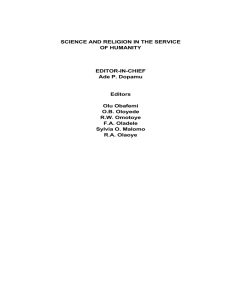 SCIENCE AND RELIGION IN THE SERVICE OF HUMANITY EDITOR-IN-CHIEF