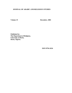 JOURNAL OF ARABIC AND RELIGIOUS STUDIES  Volume 15 December, 2001