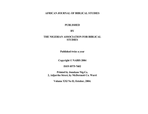 AFRICAN JOURNAL OF BIBLICAL STUDIES  PUBLISHED BY
