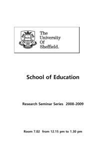 School of Education Research Seminar Series  2008-2009