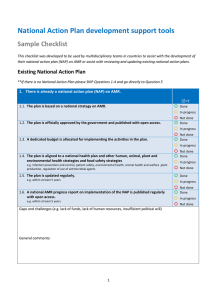 National Action Plan development support tools Sample Checklist