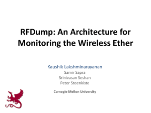 RFDump: An Architecture for Monitoring the Wireless Ether Kaushik Lakshminarayanan Samir Sapra