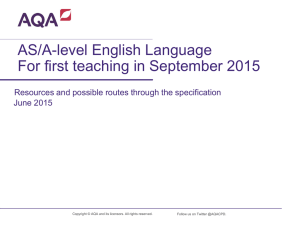 AS/A-level English Language For first teaching in September 2015 June 2015