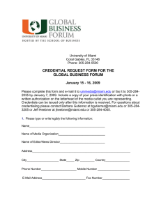 CREDENTIAL REQUEST FORM FOR THE GLOBAL BUSINESS FORUM