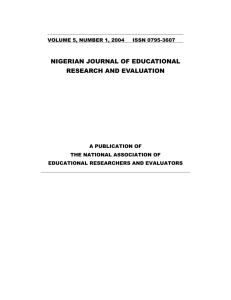 NIGERIAN JOURNAL OF EDUCATIONAL RESEARCH AND EVALUATION