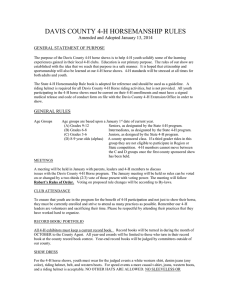 DAVIS COUNTY 4-H HORSEMANSHIP RULES  Amended and Adopted January 13, 2014