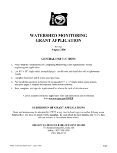 WATERSHED MONITORING GRANT APPLICATION August 2006 GENERAL INSTRUCTIONS