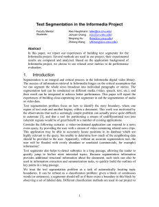 Text Segmentation in the Informedia Project