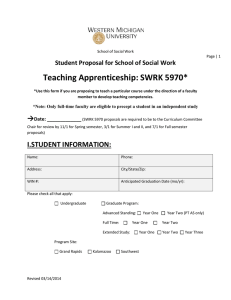 Teaching Apprenticeship: SWRK 5970* Student Proposal for School of Social Work