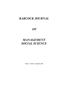 BABCOCK JOURNAL OF MANAGEMENT
