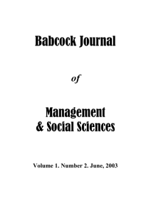 Babcock Journal Management &amp; Social Sciences
