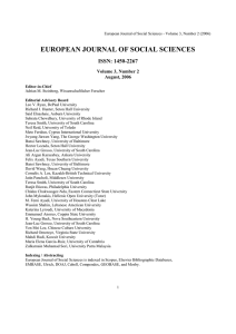 EUROPEAN JOURNAL OF SOCIAL SCIENCES ISSN: 1450-2267 Volume 3, Number 2 August, 2006