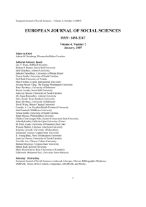 EUROPEAN JOURNAL OF SOCIAL SCIENCES ISSN: 1450-2267 Volume 4, Number 2 January, 2007
