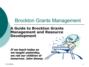 Brockton Grants Management A Guide to Brockton Grants Management and Resource Development