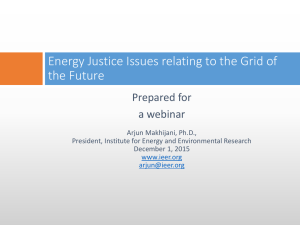 Energy Justice Issues relating to the Grid of the Future Prepared for