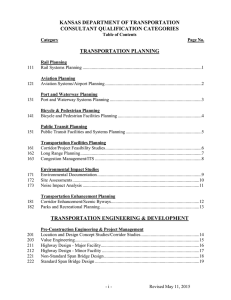 KANSAS DEPARTMENT OF TRANSPORTATION CONSULTANT QUALIFICATION CATEGORIES TRANSPORTATION PLANNING
