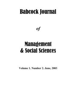 Babcock Journal Management &amp; Social Sciences