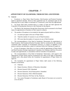 CHAPTER – 7 APPOINTMENT OF EXAMINERS; THEIR DUTIES AND POWERS