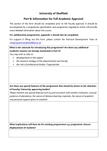 University of Sheffield Part B: Information for Full Academic Approval