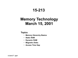 15-213 Memory Technology March 15, 2001 Topics