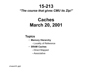 15-213 Caches March 20, 2001 Topics
