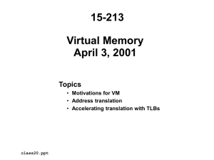 15-213 Virtual Memory April 3, 2001 Topics
