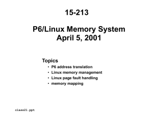15-213 P6/Linux Memory System April 5, 2001 Topics