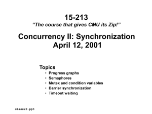 15-213 Concurrency II: Synchronization April 12, 2001 Topics