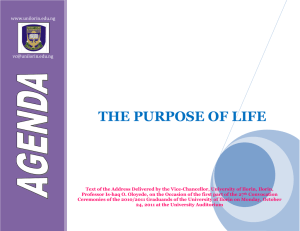 THE PURPOSE OF LIFE  www.unilorin.edu.ng