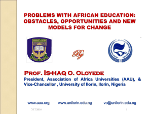 Is-haq Prof. O. Oloyede PROBLEMS WITH AFRICAN EDUCATION: