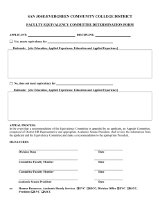 SAN JOSE/EVERGREEN COMMUNITY COLLEGE DISTRICT  FACULTY EQUIVALENCY COMMITTEE DETERMINATION FORM