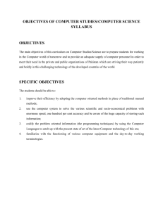 OBJECTIVES OF COMPUTER STUDIES/COMPUTER SCIENCE SYLLABUS OBJECTIVES