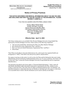 Notice of Privacy Practices  Health Plan Policy re