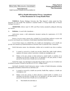 HIPAA Health Information Privacy Amendment Policy Form 6 Privacy Amendments to