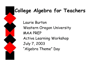 College Algebra for Teachers