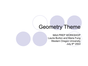 Geometry Theme MAA PREP WORKSHOP Laurie Burton and Maria Fung Western Oregon University