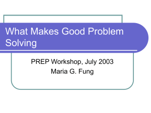 What Makes Good Problem Solving PREP Workshop, July 2003 Maria G. Fung