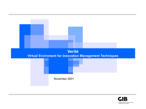 Verité Virtual Enviroment for Innovation Management Techniques November 2001