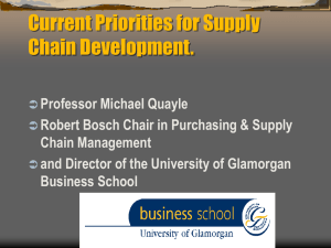 Current Priorities for Supply Chain Development.