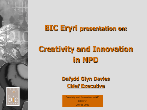 BIC Eryri Creativity and Innovation in NPD presentation on: