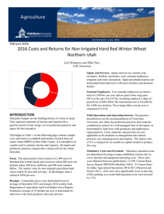 2016 Costs and Returns for Non-Irrigated Hard Red Winter Wheat
