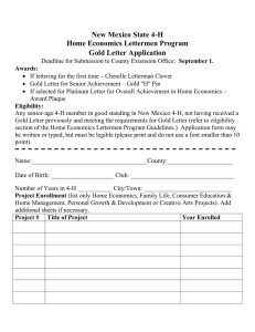 New Mexico State 4-H Home Economics Lettermen Program Gold Letter Application