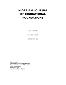 NIGERIAN JOURNAL OF EDUCATIONAL FOUNDATIONS