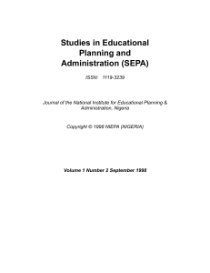 Studies in Educational Planning and Administration (SEPA)