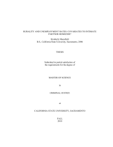 RURALITY AND UNEMPLOYMENT RATES: COVARIATES TO INTIMATE PARTNER HOMICIDE? Kimberly Mansfield