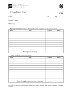 4-H Foods Record Sheet