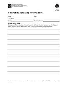 4-H Public Speaking Record Sheet  Setting Your Goals