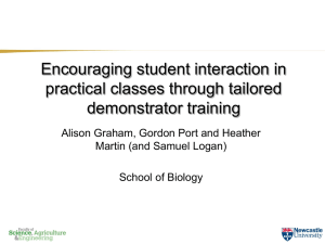 Encouraging student interaction in practical classes through tailored demonstrator training